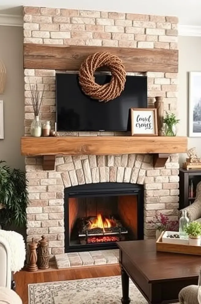 Cozy Rustic Fireplace Mantel Idea That Will Transform Your Living Room