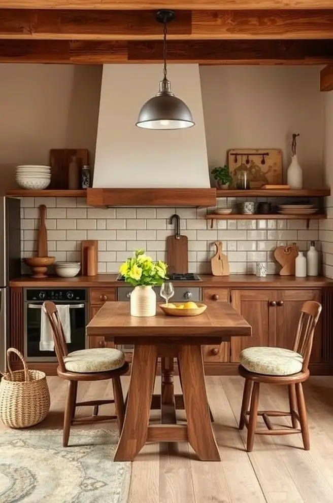 Cozy Rustic Kitchen Layout Idea for a Warm Ambiance