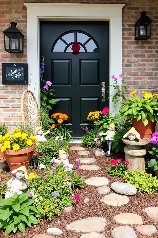 Creative Fairy Garden Idea for a Bright and Cheerful Entryway