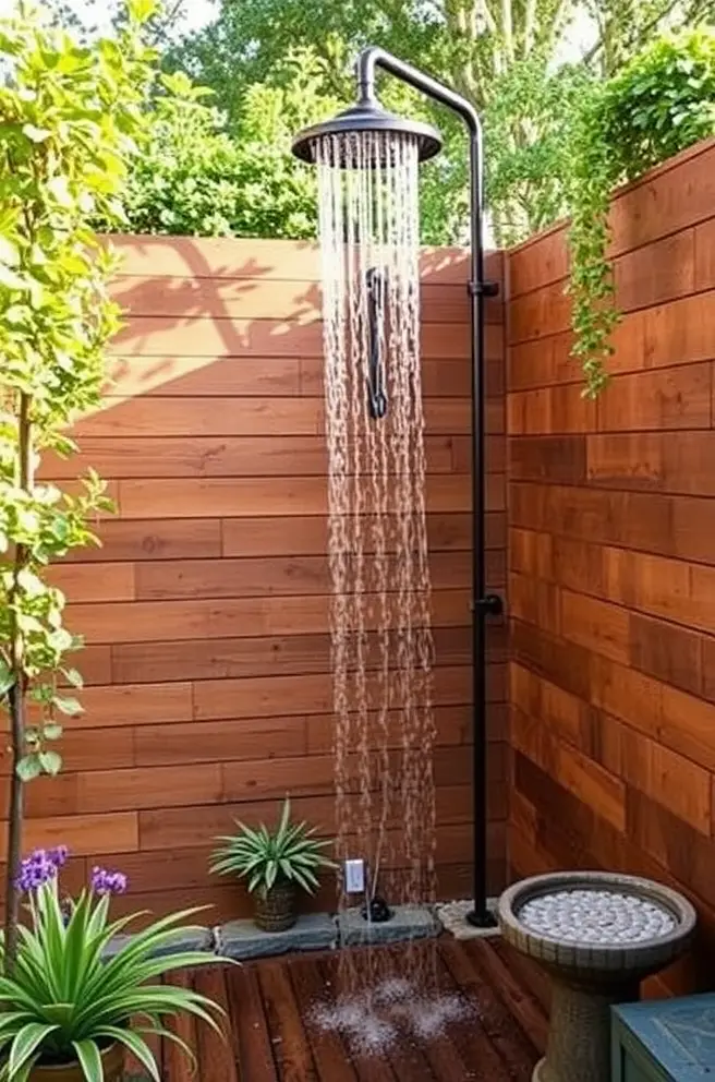 Creative Outdoor Shower Idea for Transforming Small Spaces