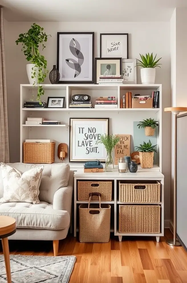 Creative storage Idea for small living rooms to enhance organization