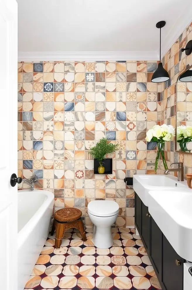 Eclectic Bathroom Tile Idea for a Bold Statement