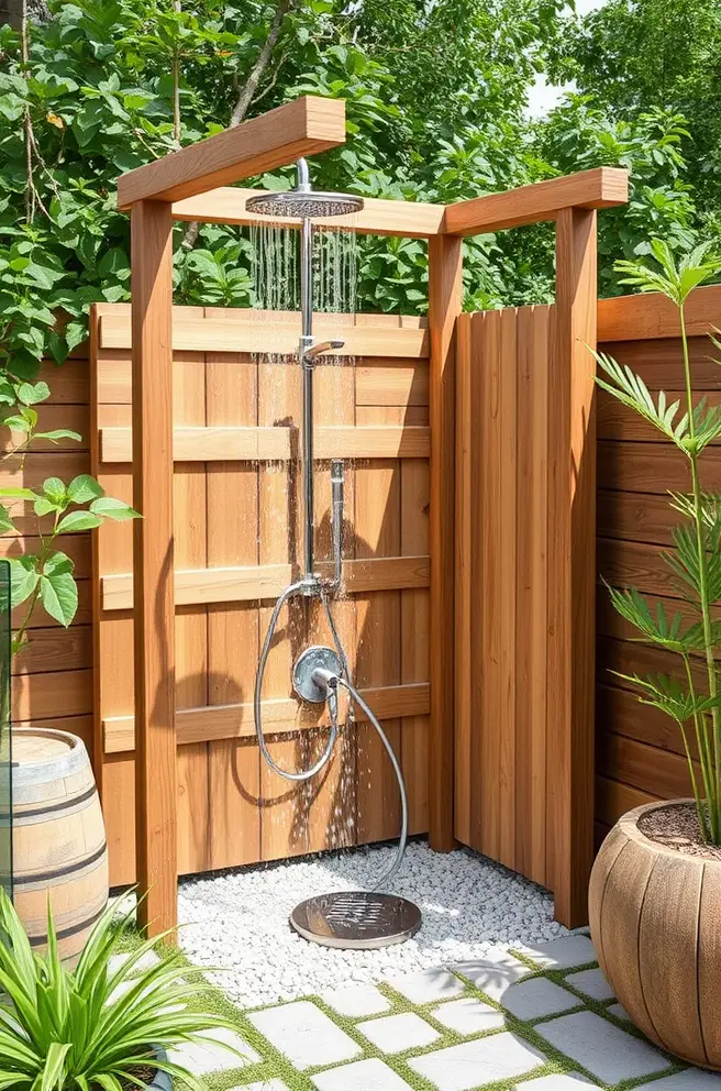 Eco-Friendly Outdoor Shower Idea for Sustainable Design