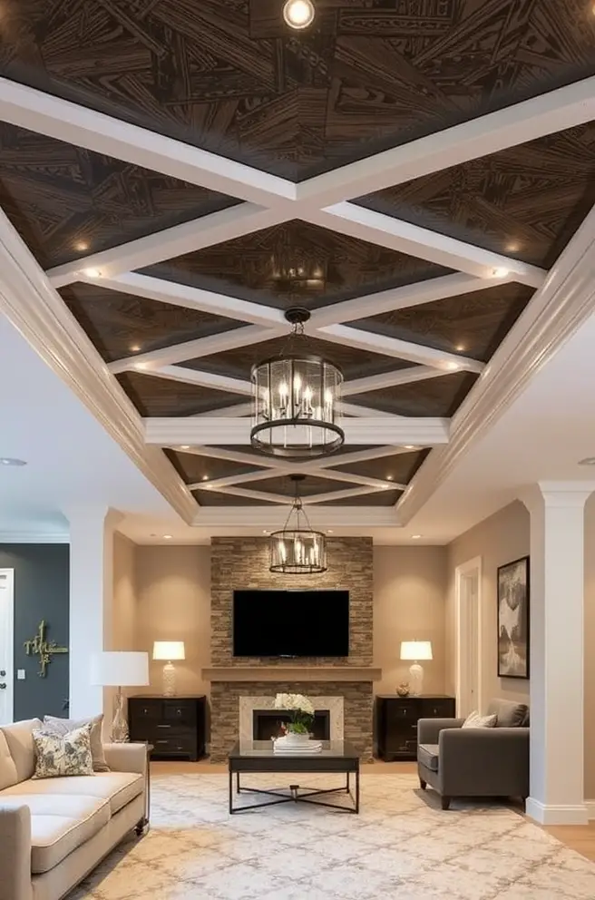 Elegant Basement Ceiling Idea for a Sophisticated Look