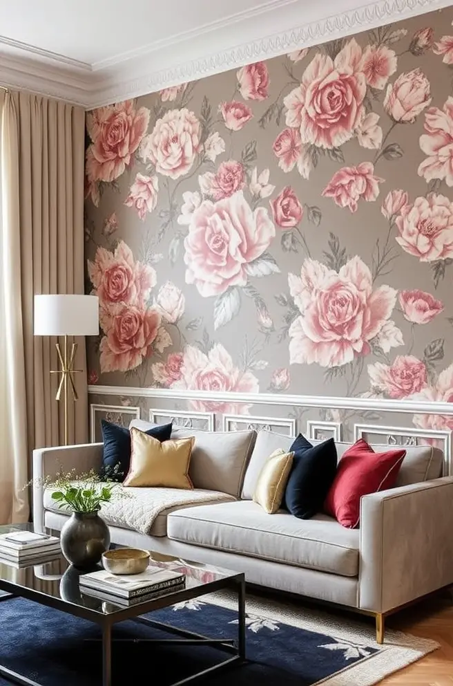 Elegant Floral Wallpaper Idea That Will Transform Your Living Room