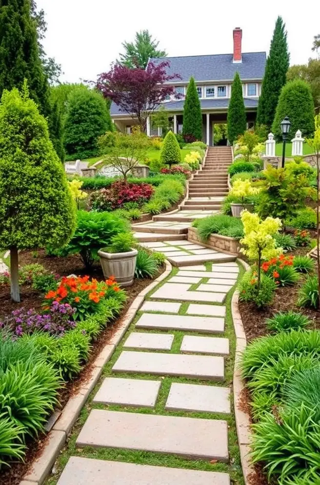 12 Inspiring Landscaping Ideas with Stunning Photo Examples 4 Elegant Landscaping Idea Featuring Lush Gardens and Serene Pathways