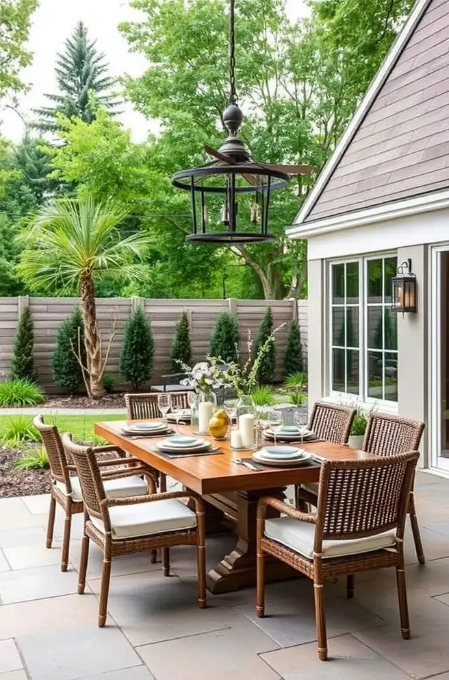 Elegant Outdoor Dining Spaces: Unique Backyard Landscaping Idea for Entertaining