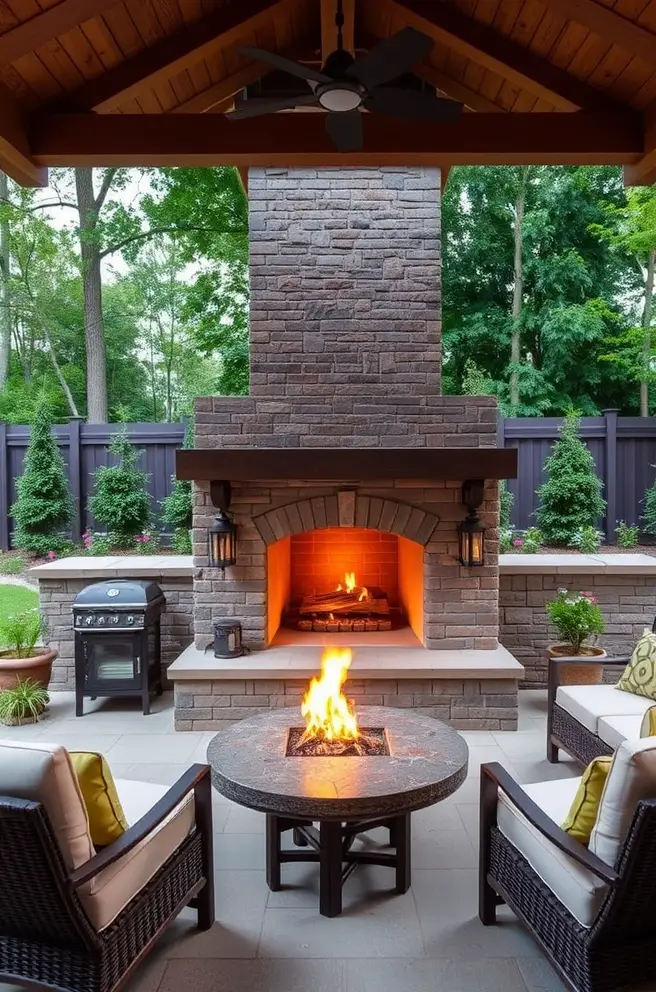 Elegant Outdoor Fireplace Idea to Elevate Your Backyard Oasis