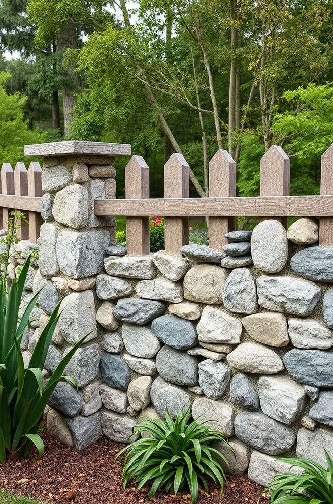 Elegant Stone Garden Fence Idea for a Natural Feel