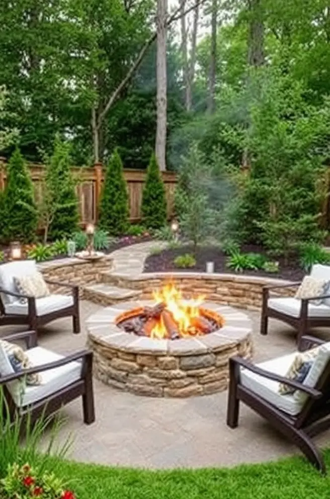 Enchanting Backyard Fire Pit Idea for Landscaping Your Outdoor Space