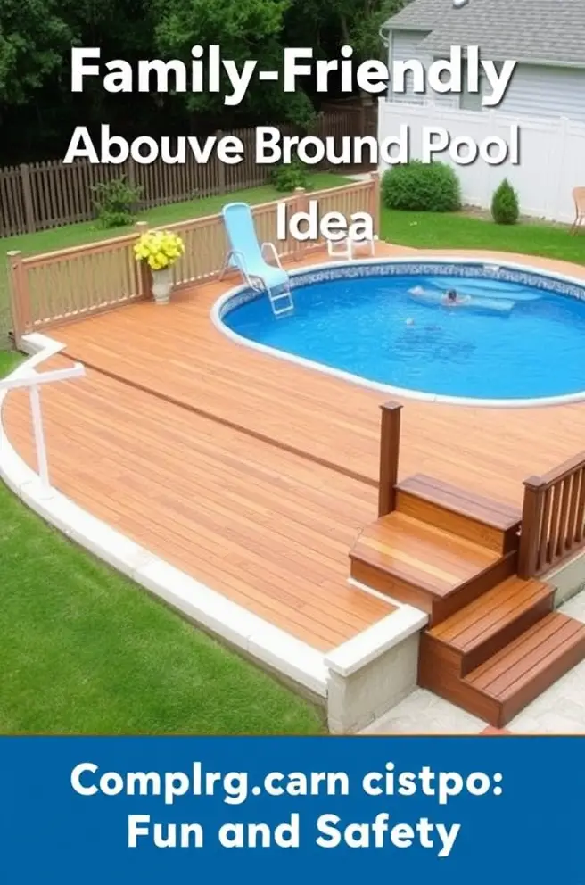 Family-Friendly Above Ground Pool Deck Idea for Fun and Safety