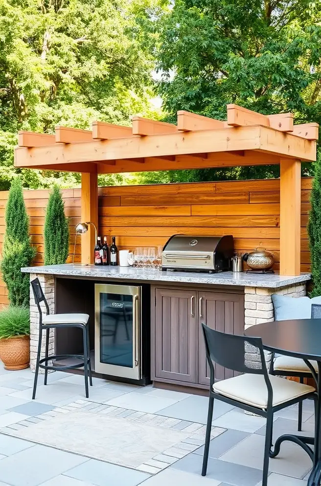 Functional Outdoor Bar Idea with Built-In Storage Solutions