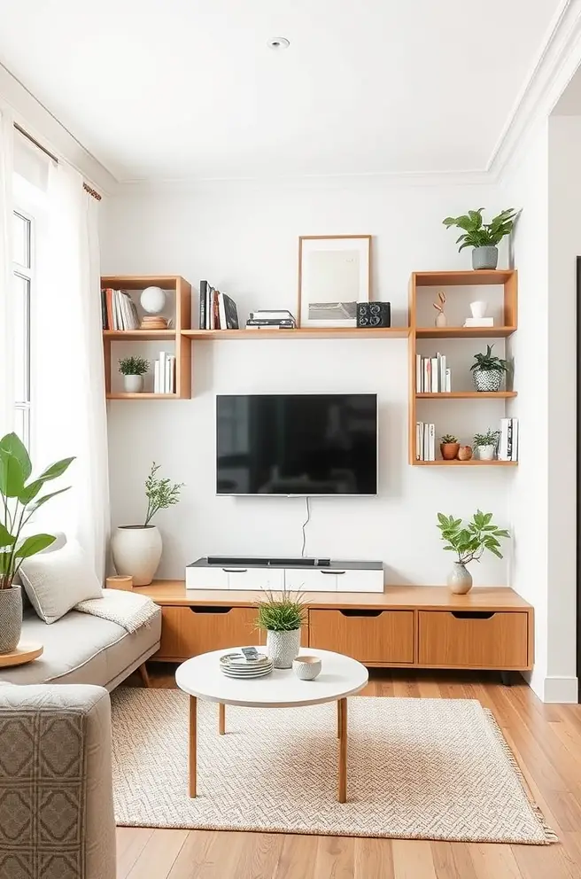 Functional Small Living Room Idea with Smart Storage Solutions