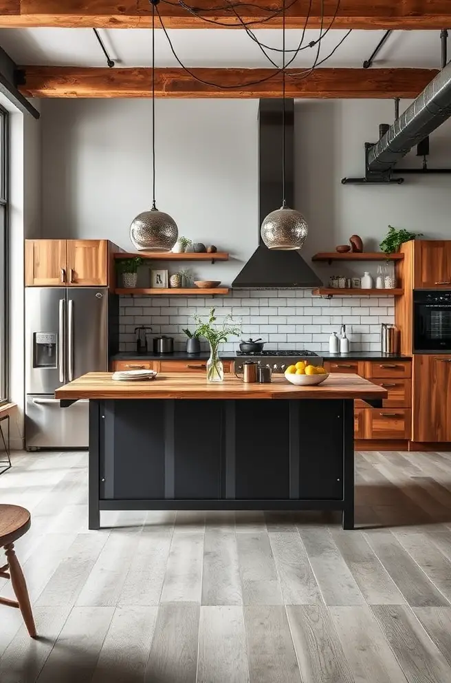 Industrial Kitchen Island Idea for a Bold Statement