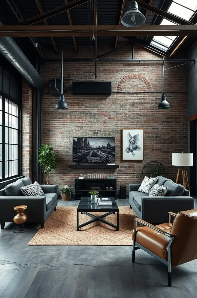 Industrial Living Room Idea for an Edgy and Urban Vibe