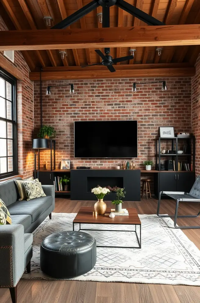 Industrial Style Living Room Design Idea to Add Edge to Your Home