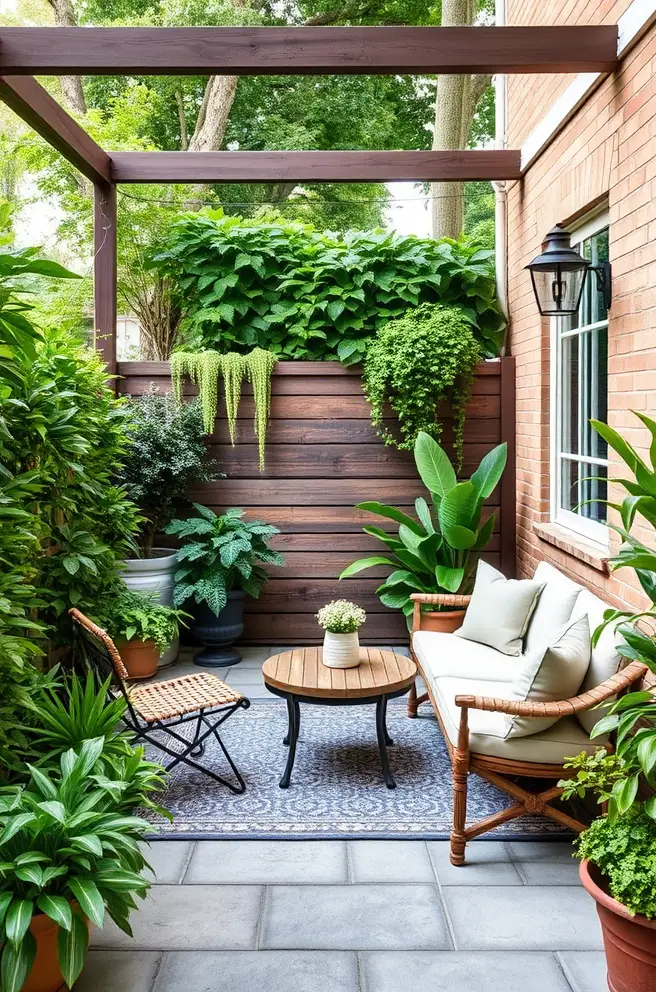 Inspiring Small Patio Idea with Lush Greenery
