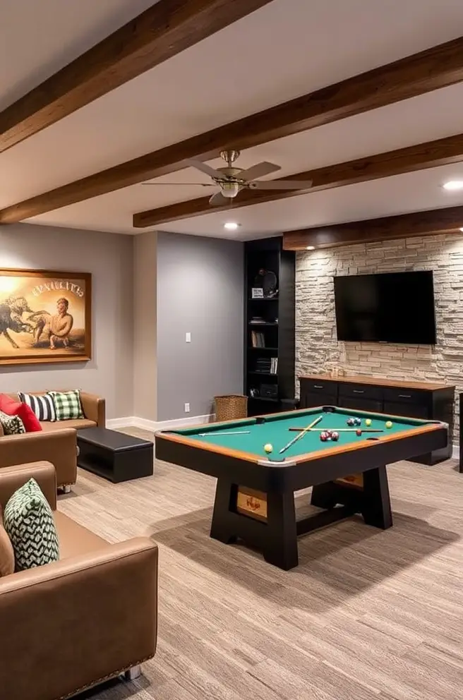 Inviting Basement Idea for a Family Game Room