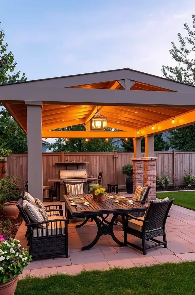 Inviting Patio Cover Idea to Create Your Perfect Entertaining Space