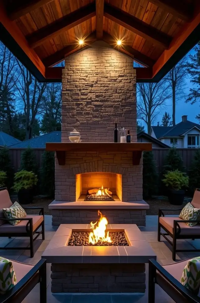 Luxurious Outdoor Fireplace Idea for an Upscale Backyard Experience