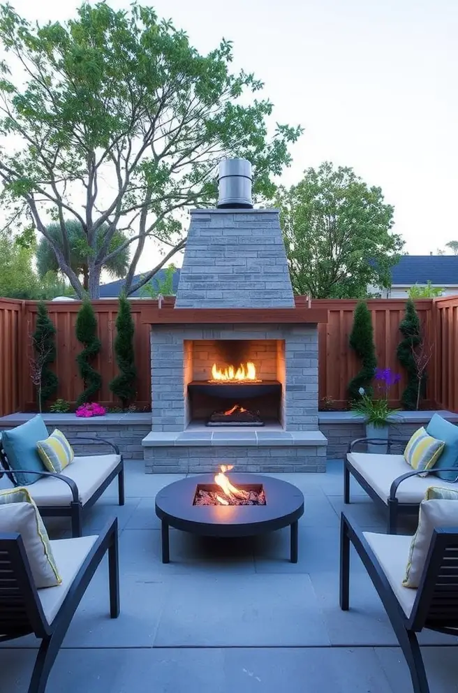Minimalist Outdoor Fireplace Idea for a Simple Yet Stylish Backyard Oasis