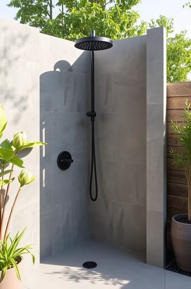 Minimalist Outdoor Shower Idea for a Sleek Look