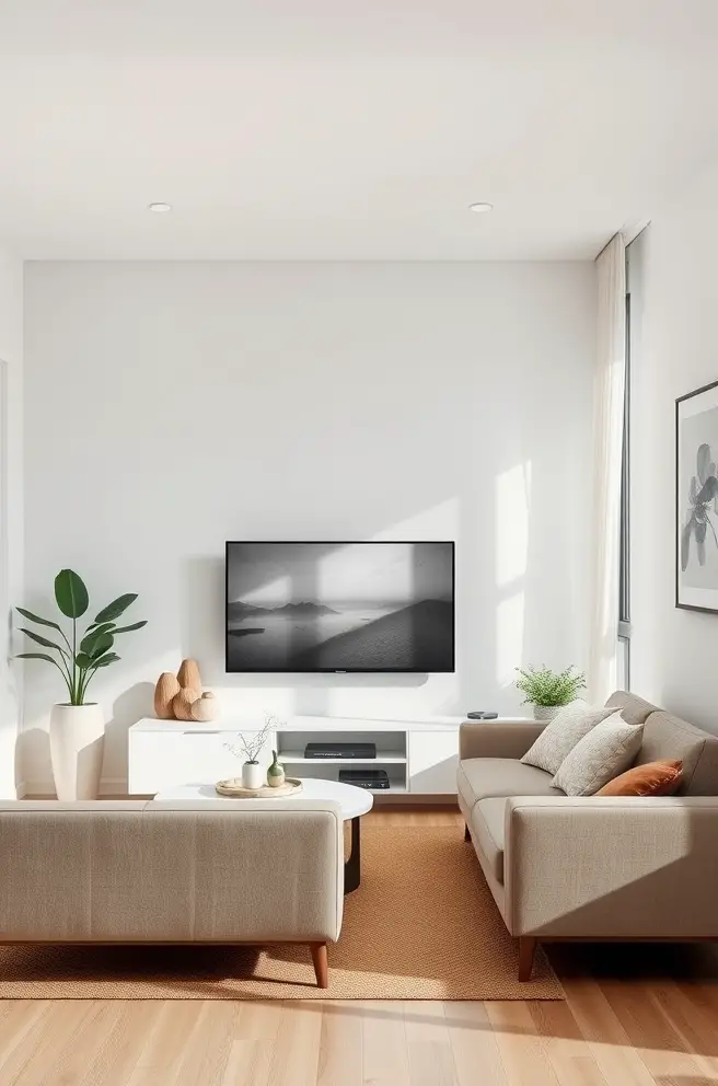 Minimalist Small Living Room Idea with TV for Clean Lines