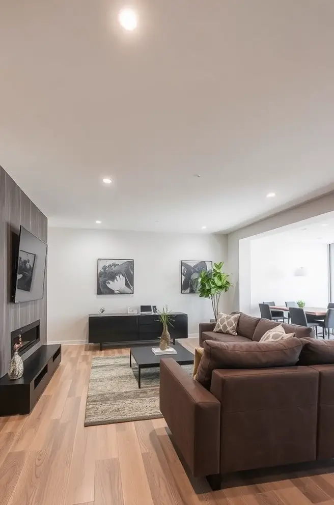Modern Basement Idea for an Open-Concept Living Space