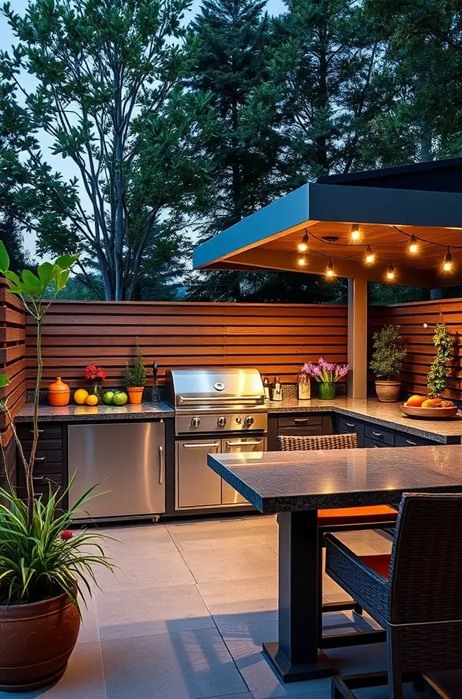 Modern Outdoor Kitchen Idea with Sleek Designs