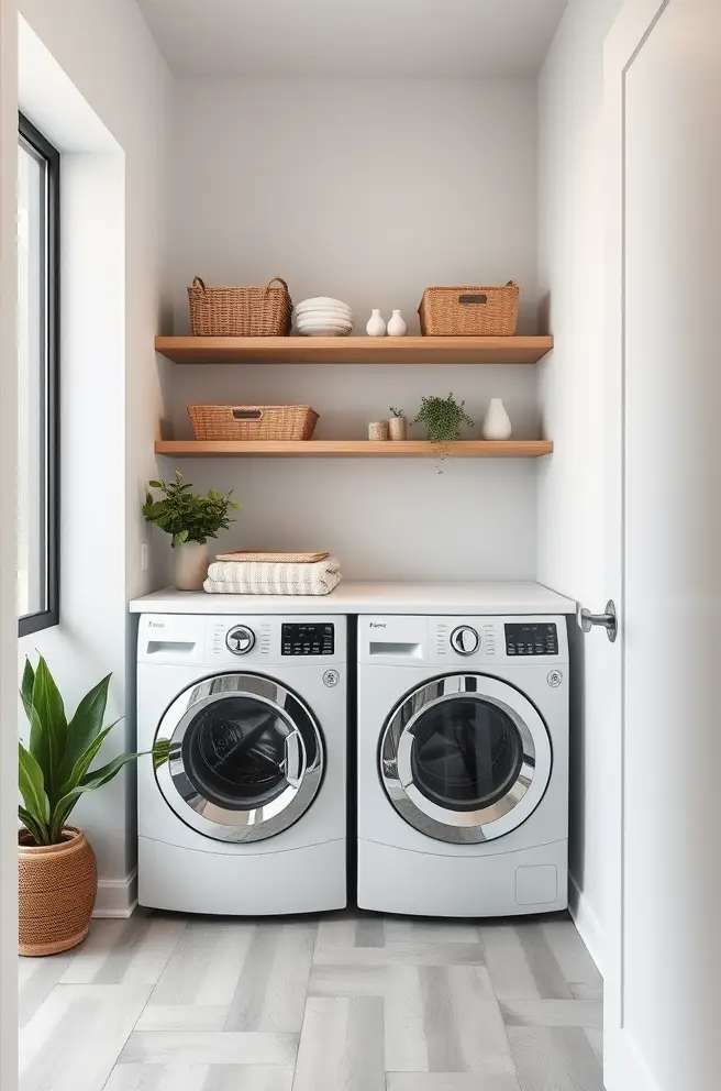 Modern Small Laundry Room Idea that Emphasize Minimalism
