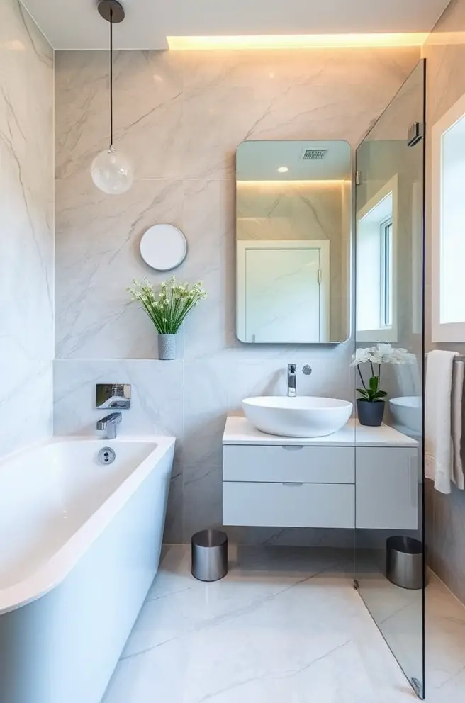 Modern bathroom remodel Idea with sleek finishes