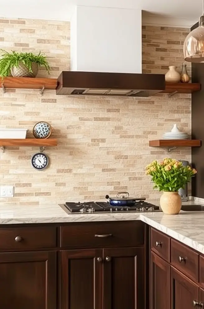 Natural Stone Kitchen Backsplash Idea for Timeless Beauty