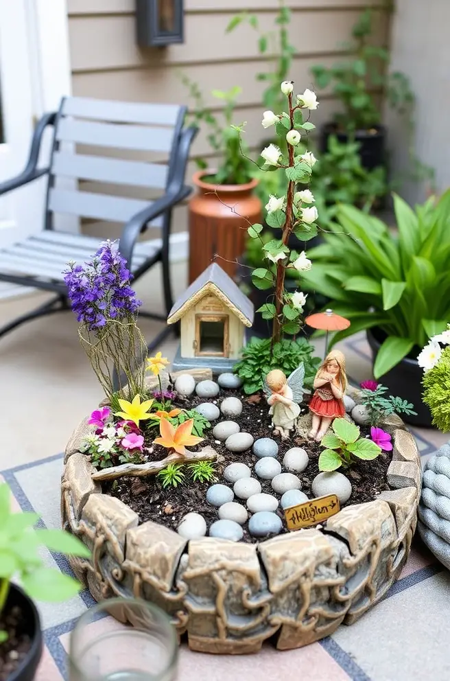 Nature-Inspired Fairy Garden Idea for a Refreshing Patio