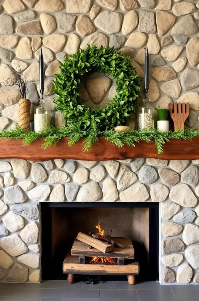Nature-Inspired Fireplace Mantel Idea to Channel the Great Outdoors