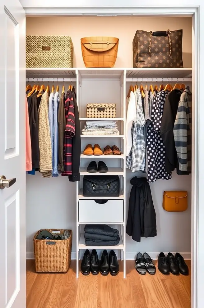Organized Small Closet Idea for Effortless Everyday Access
