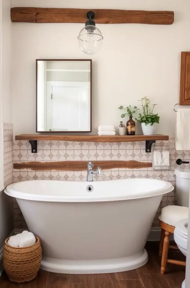 Rustic Bathroom Storage Idea That Bring Warmth and Charm