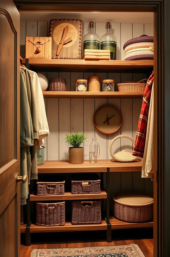 Rustic Closet Shelving Idea to Bring Warmth to Your Space