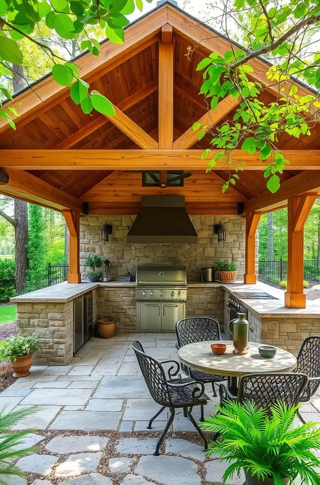 12 Stunning Covered Outdoor Kitchen Ideas for Your Home 7 Rustic Covered Outdoor Kitchen Idea to Embrace Nature