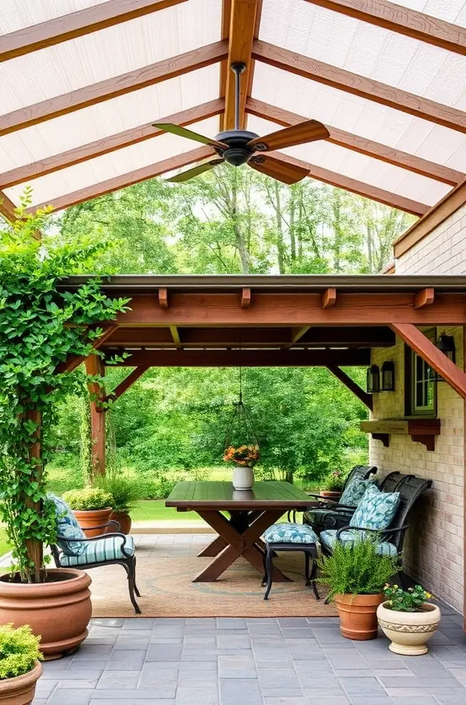 Rustic Covered Patio Idea for a Charming Country Vibe