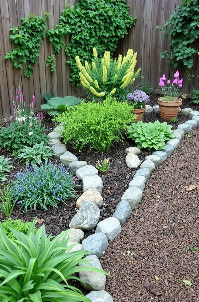 Rustic Garden Edging Idea for a Cozy Enclosed Area