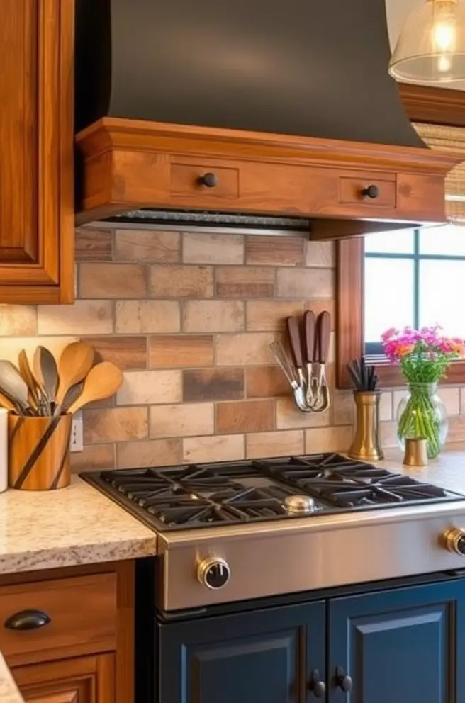 Rustic Kitchen Backsplash Idea to Add Warmth and Charm