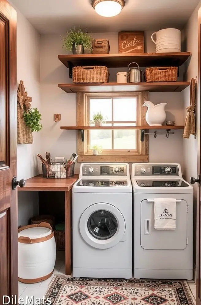 Rustic Laundry Room Idea to Bring Warmth and Charm