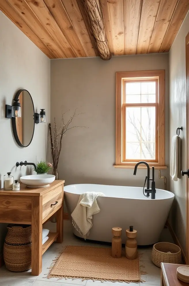 12 Stunning Master Bathroom Ideas You’ll Love 8 Rustic Master Bathroom Idea Blending Nature and Comfort