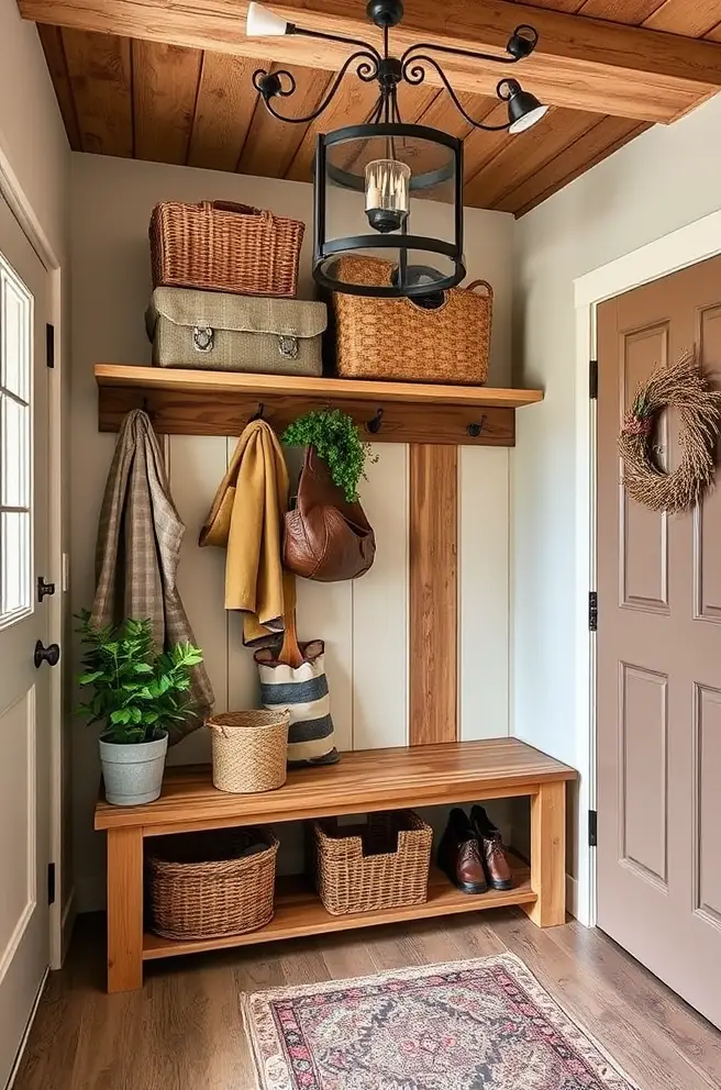 Rustic Mudroom Idea for a Cozy and Inviting Atmosphere