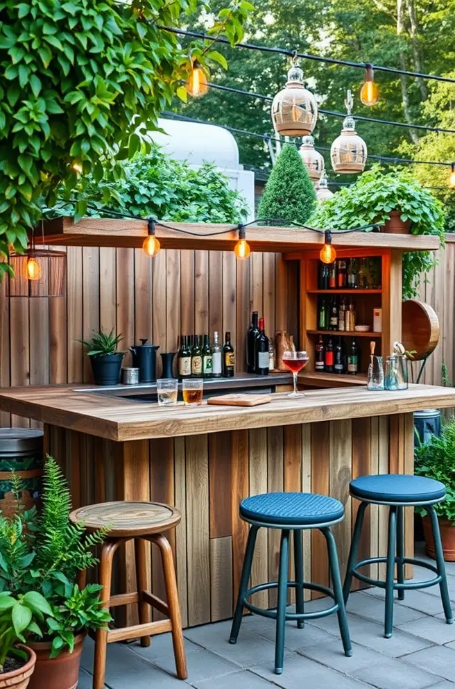 Rustic Outdoor Bar Idea to Bring a Cozy Vibe to Your Garden