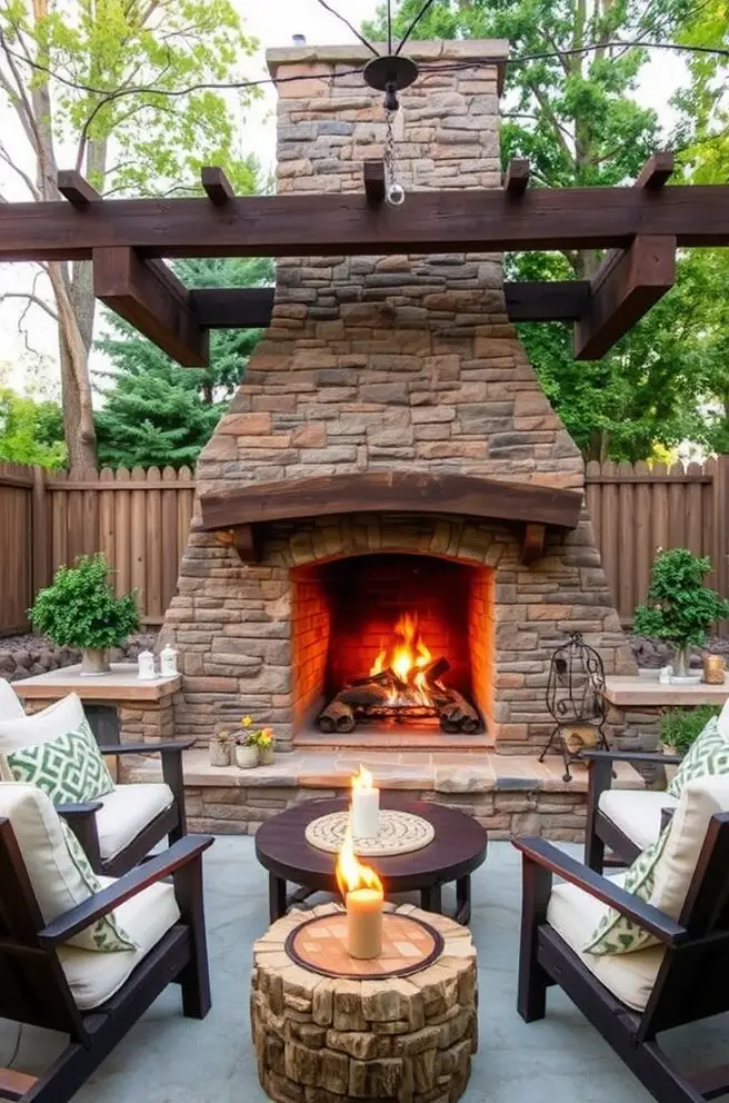 Rustic Outdoor Fireplace Idea for a Charming Backyard Retreat