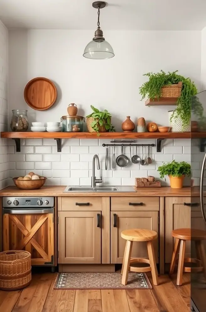 Rustic Small Kitchen Idea to Add Warmth and Character