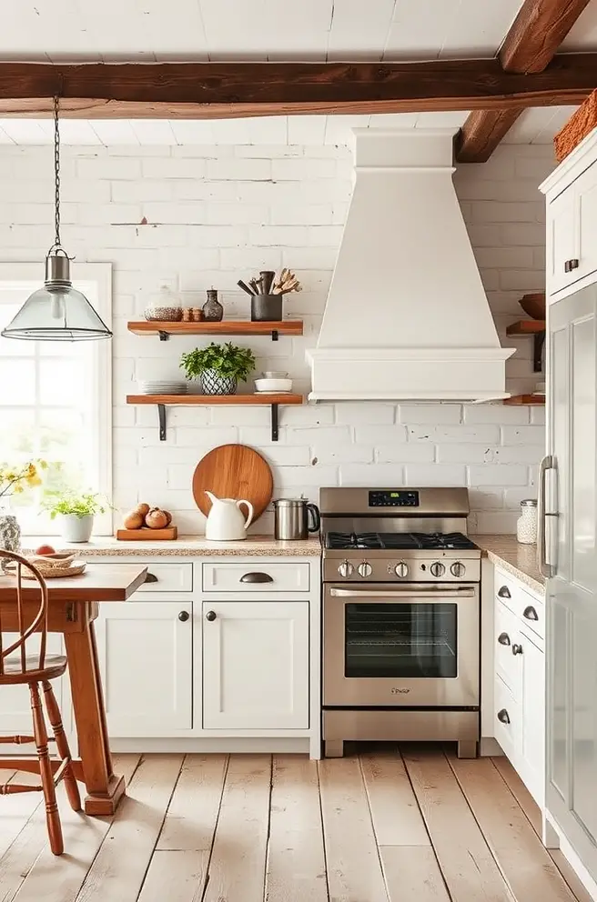Rustic White Kitchen Idea to Add Warmth and Character