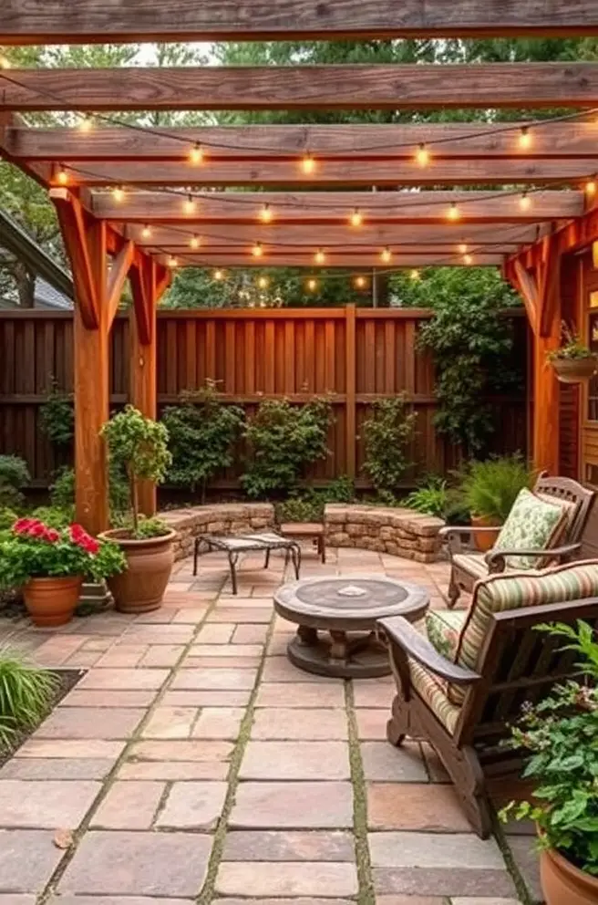 Rustic cheap patio paver Idea that add warmth to your backyard