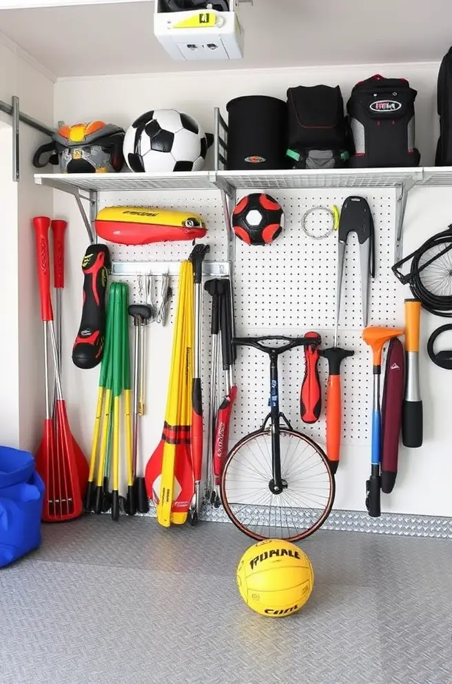 Simple Garage Storage Idea for Family Sports Equipment